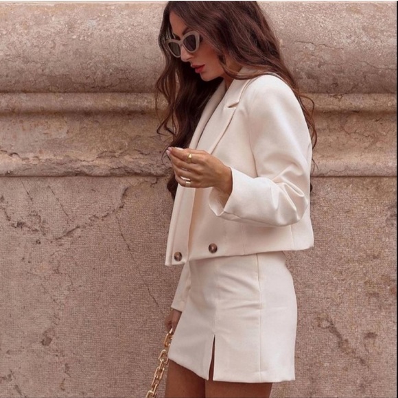 NWT ZARA Cropped Blazer White XXL Blogger’s Fav - Picture 4 of 11